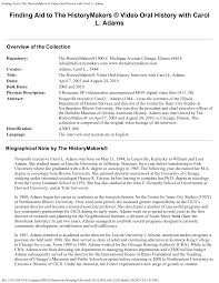 Finding Aid to The HistoryMakers ® Video Oral History with Carol L. Adams