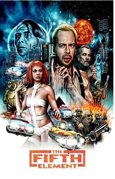 Bruce Willis THE FIFTH ELEMENT Milla Jovovich art movie poster 11x17 Luc  Besson