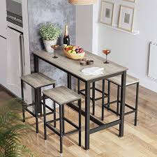 Amazon Com Vasagle Bar Table Set Bar Table With 2 Bar Stools Breakfast Bar Table And Stool Set Kitchen Counter Breakfast Bar Table Bar Table Bar Table Sets