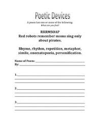 Poetic Devices Graphic Organizer Poetic Devices Graphic Organizers Teaching Poetry