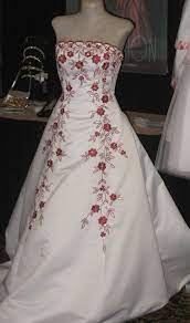 Wedding Gowns With Colored Embroidery In 2021 Colored Wedding Gowns Colored Wedding Dresses Applique Wedding Dress