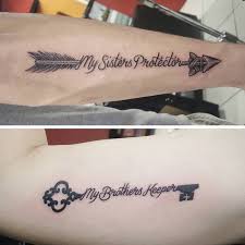 This brother tattoo depicts the picture of a handshake between two brothers and even lettering is this brother and sister tattoos are carried out over wrist. 1001 Ideas For Matching Brother And Sister Tattoos