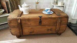 Curtains are awesome and wood tones. Industrial Vintage Army Rustic Trunk Chest Coffee Table Blanket Box Tvst Ebay