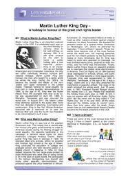 King spoke to nearly 5,000 people at the holt street baptist church in montgomery on december 5, 1955, just four days after mrs. Arbeitsblatt Martin Luther King Day Lehrermaterial De