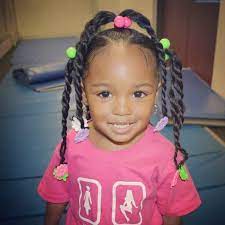 Twisted Ponytails And Barrettes On Niya Black Kids Hairstyles Daughter Hairstyles Little Girl Hairstyles