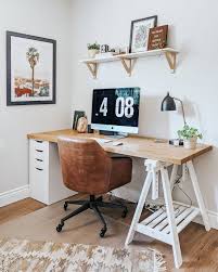 Remember to build your desk with the perfect working you can add storage to the desk, maybe a shelf underneath for the printer or one for documents and other build the frame and then simply attach the desktop. Neutral Boho Office Inspiration Photographer Ikea Shelf West Elm Goals Office Interior Design Office Space Design Interior