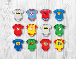 Superhero Baby Cupcake Toppers Baby Onesie Cake Toppers Party Decorations Superhero Printables Baby Showe Baby Cupcake Toppers Baby Cupcake Cupcake Toppers