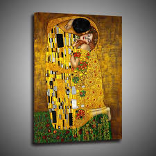 Floating frame canvas wall art (with black outer frames), a novel look compared to traditional canvas prints without outer frames permanent vibrant color that will last long, high definition printing and moisture proof coating ready to hang (hanging accessories included) stylish design to No Frame Canvas Printing Modern Home Decoration Art Gustav Klimt The Kiss Poster Decoration Wish