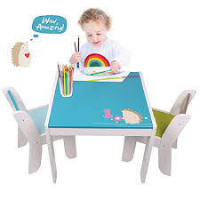 Labebe Wooden Activity Table Chair Set Blue Hedgehog Toddler Table For 1 5 Years Baby Table Toy Table B Kids Wooden Table Toddler Table Kids Table And Chairs