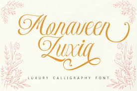 Calligraphy fonts resemble elegant handwriting. Monaveen Luxia Luxury Calligraphy Font In Fonts On Yellow Images Creative Store