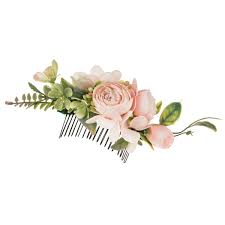 Environmentally friendly · mobile friendly · perfect wedding flowers Buy Merroyal Bride Wedding Flower Hair Comb Flower Girls Bridesmaids Hair Accessories Hair Piece For Women And Girls Green Leaf And Pink Flower Online In Germany B08l285hk6