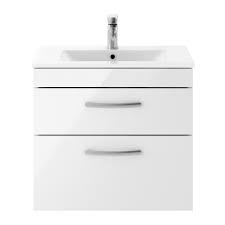 Find great deals on ebay for wall hung bathroom basin unit. Nuie Athena Gloss White 2 Drawer Wall Hung Vanity Unit 600mm