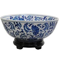 Oriental Furniture 14 Floral Blue White Porcelain Decorative Bowl Decorative Bowls Porcelain Blue Blue And White China