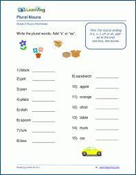 4th standard singular and plural : Plural Nouns Worksheets For Grade 2 K5 Learning