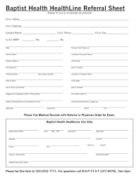 Fillable Online Baptist Health Healthline Referral Sheet Fax Email Print Pdffiller