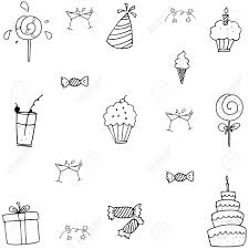 Make this art by followin. Doodle Birthday Party Vector Art With Hand Draw Royalty Free Cliparts Vectors And Stock Illustration Image 57900332