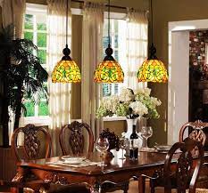 Makenier Vintage Tiffany Style Stained Glass 3light Stripes Pattern Lampshade Dining Room Bar Pendant La Dining Room Lighting Dining Room Bar Flower Lamp Shade
