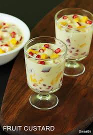 Fruit Custard Recipe Simple Summer Dessert Fruit Salad With Custard Is Made With Custard Powder And M Indian Dessert Recipes Indian Desserts Custard Recipes