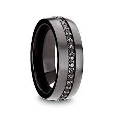 Pilot Gunmetal Tungsten Ring With Black Sapphires 8mm Gunmetal Tungsten Ring Mens Wedding Rings Tungsten Engagement Rings