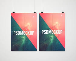 Double Poster Mockup Presentation Poster Mockup Hanging Posters Business Card Logo