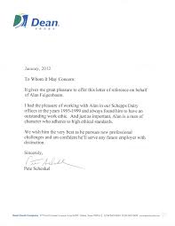Dean Foods Recommendation Letter