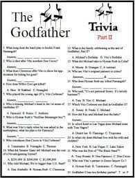 Our online the godfather trivia quizzes can be adapted to suit your requirements for taking some of the top the godfather quizzes. This Godfather Trivia Game Covers All Three Godfather Movies
