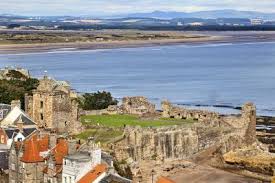 St. Andrews Castle and West Sands from St. Rules Tower at St. Andrews  Cathedral' Photographic Print