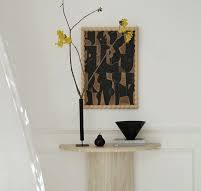 Natural Marble Travertine Triangular Sector Console Table