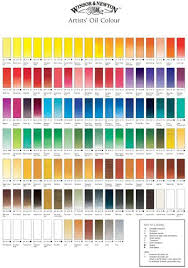 winsor and newton artists oils hand painted colour chart