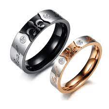 Robot Check Stainless Steel Wedding Ring Promise Rings For Couples Rings For Men