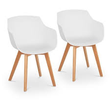 Überzeugen sie sich selbst in unserem sortiment. Stuhl 2er Set Lehnstuhl Weiss Kunststoff Holzbeine Buche Bis 150 Kg Designstuhl