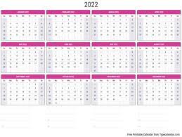 Our calendars are available in microsoft word (.docx), pdf or. Free Printable Year 2022 Calendar Type Calendar