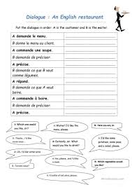 Dialogue At The Restaurant Dialogue Restaurant Worksheets