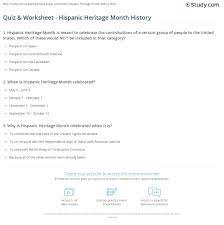 Sign up and get early access to steals & deals sections sho. Quiz Worksheet Hispanic Heritage Month History Study Com