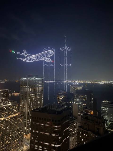 Adam White on X: "WTC drone show tonight in lower Manhattan for 25th anniversary of 9/11" / X