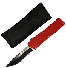 Out The Front Automatic Knife Lightning Otf Serrated Black 3 25 Blade Red