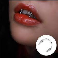 Amazon Com 2pcs Vampire Teeth Smiley Piercing Jewelry Fangs Dentures Ring Barbell Canine Teeth Surgical S In 2021 Smiley Piercing Earings Piercings Cool Ear Piercings