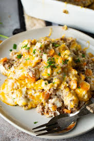 Low Carb Ground Beef Cauliflower Rice Casserole Oh Sweet Basil Recipe Cauliflower Rice Casserole Ground Beef Rice Casserole Recipes