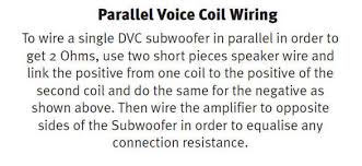 Kua'ana lonokapu 2 yıl önce. Dual 4 Ohm Voice Coil Wiring Options For Single Sub Woofers 2 Ohms Garmin Support
