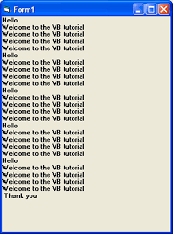 Do loop while statement executes a set of statements and checks the condition, this is repeated until the condition is true. Looping In Visual Basic