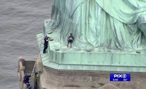 According to one of many stories, it first cracked back in 1824, during the visit of the revolutionary war hero. A Year Ago She Protested By Climbing The Statue Of Liberty Time
