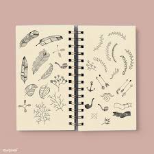 Download Premium Psd Of Hand Drawn Vintage Element Set On Notebook Mockup How To Draw Hands Mockup Psd