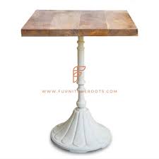 Then, position a side table next to the sofa that complements it. Buy Fr Tables Series Dining Table With Domed Metal Base In White And Wooden Table Top Online Victorian Dining Tables Hotel And Restaurant Tables Commercial Furniture Furnitureroots Product
