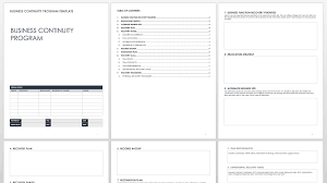 Free Business Continuity Plan Templates Smartsheet