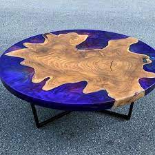 Most common table top and bar top epoxies provide approximately 12 sq feet per mixed gallon coverage at 1/8″ thickness. Round Epoxy Resin Clear Wood Table Size 4 6 Feet Id 22046326330