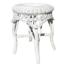 This is organic, the real thing,made from tall grasses. Round Small White Wicker Patio Table Or Plant Stand After Heywood Wakefield For Sale At 1stdibs