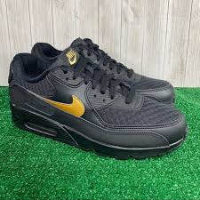 Nike Air Max 90 Essential Black Gold Men S Shoes In 2020 Casual Athletic Shoes Nike Air Max 90 Nike Air Max