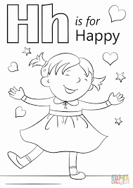 Letter H Coloring Sheet Beautiful Letter H Is For Happy Coloring Page In 2020 Preschool Coloring Pages Abc Coloring Pages Abc Coloring