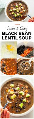 Black Bean And Lentil Soup Quick Easy Black Bean Lentil Soup Recipe Lentils Lentil Soup Soup
