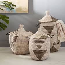 Graphic Woven Lidded Baskets Black White Home Decor Accessories Decorative Accessories Home Accessories